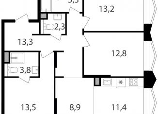 Продаю 4-комнатную квартиру, 84.5 м2, Москва, Савёловский район, жилой комплекс Петровский Парк 2, к1