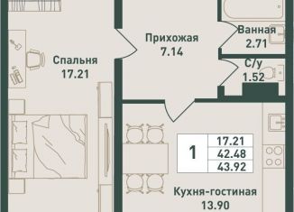 Продается 1-комнатная квартира, 45.5 м2, городской посёлок имени Свердлова
