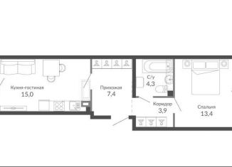 Продается 1-комнатная квартира, 46.5 м2, Новороссийск