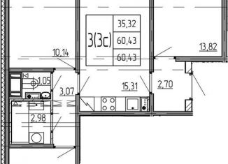 Продажа 3-ком. квартиры, 60.4 м2, Санкт-Петербург, ЖК Ручьи, жилой комплекс Ручьи, 149/5
