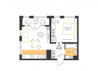 Продажа 1-ком. квартиры, 41.9 м2, посёлок Молодёжный