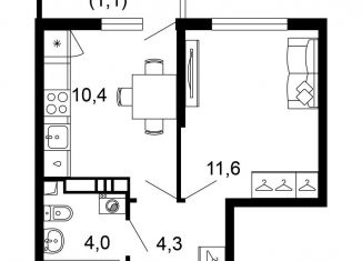 Продажа однокомнатной квартиры, 31.4 м2, Сочи