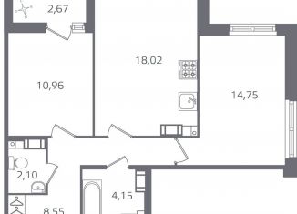 Продажа двухкомнатной квартиры, 59.9 м2, Санкт-Петербург, муниципальный округ Финляндский