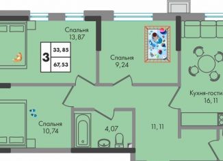 Продажа 3-комнатной квартиры, 67.5 м2, Краснодарский край, улица имени Генерала Брусилова, 5лит1.2