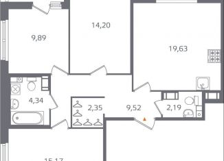 Продам трехкомнатную квартиру, 78.7 м2, Санкт-Петербург, муниципальный округ Финляндский