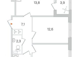 2-комнатная квартира на продажу, 54.1 м2, Пушкин