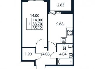 Продам 1-комнатную квартиру, 36.5 м2, Ленинградская область