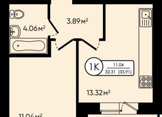 Продается однокомнатная квартира, 33.9 м2, Ярославская область