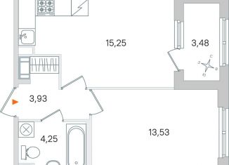 Продается однокомнатная квартира, 38.7 м2, Пушкин