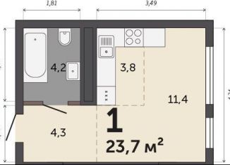 Продается квартира студия, 23.7 м2, Свердловская область