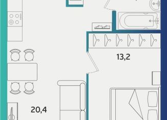 Продаю 1-комнатную квартиру, 42.2 м2, Альметьевск