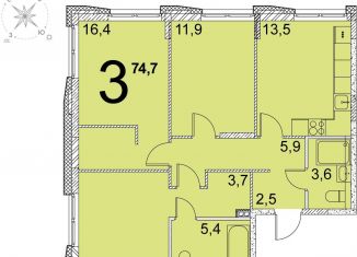 Продаю 3-ком. квартиру, 74.7 м2, Екатеринбург