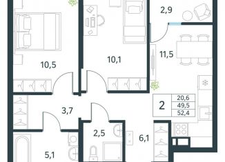 Продается 2-ком. квартира, 52.4 м2, Забайкальский край