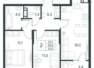 Продаю 2-ком. квартиру, 53 м2, Забайкальский край