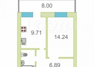 Продажа однокомнатной квартиры, 35.3 м2, Тюменская область, улица Самарцева, 177