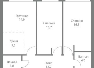 Продаю 3-ком. квартиру, 72.6 м2, Москва, станция Немчиновка