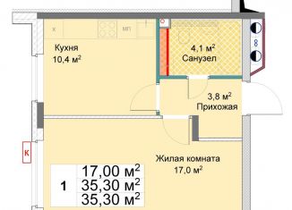 Продаю однокомнатную квартиру, 35.3 м2, Нижегородская область