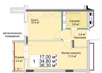 1-комнатная квартира на продажу, 36.3 м2, Нижегородская область