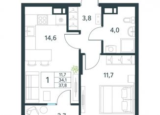 Продается однокомнатная квартира, 37.8 м2, Забайкальский край