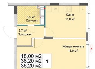 Продаю однокомнатную квартиру, 36.2 м2, Нижегородская область