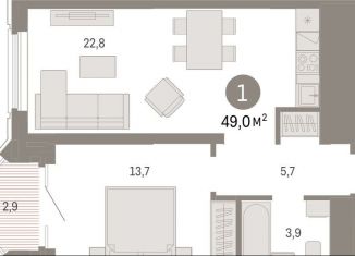 Продается 1-комнатная квартира, 49 м2, Екатеринбург, улица Некрасова, 8