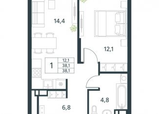 Продаю 1-ком. квартиру, 38.1 м2, Забайкальский край