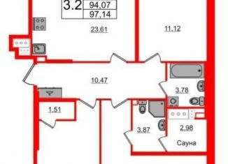 Продажа трехкомнатной квартиры, 97.1 м2, Санкт-Петербург, Кубинская улица, 78к2, Московский район