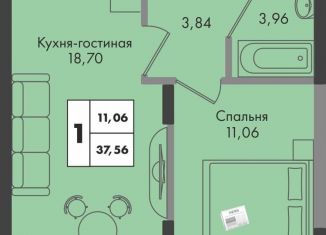 1-ком. квартира на продажу, 37.6 м2, Краснодар, улица имени Генерала Брусилова, 5лит1.2