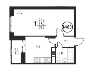 Продаю 1-комнатную квартиру, 38.5 м2, Домодедово