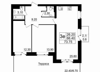 Продам 2-комнатную квартиру, 66.2 м2, Ленинградская область, жилой комплекс Итальянский Квартал, 3