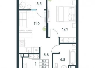 Продам 1-комнатную квартиру, 38 м2, Забайкальский край