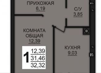 Продается однокомнатная квартира, 32.3 м2, Богданихское сельское поселение