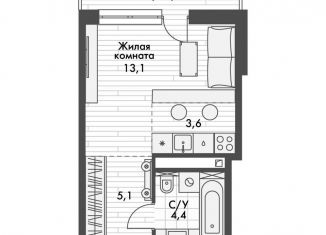 Продам 1-комнатную квартиру, 27.8 м2, поселок Октябрьский