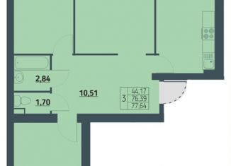 Продажа 3-комнатной квартиры, 77.6 м2, Красноярск, Советский район