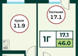 Продам однокомнатную квартиру, 46 м2, посёлок Солонцы, жилой комплекс Эко, 3