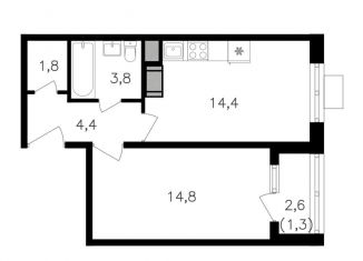 Продам 1-ком. квартиру, 40.5 м2, Москва, метро Октябрьское поле