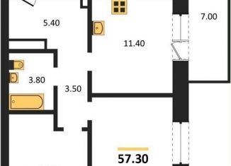 Продаю двухкомнатную квартиру, 57.3 м2, Новосибирск