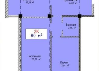 Продаю двухкомнатную квартиру, 77.4 м2, Махачкала, проспект Амет-Хана Султана, 34