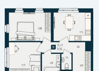 2-ком. квартира на продажу, 51.6 м2, Москва, улица Кулибина