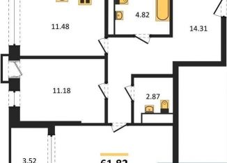 Продам 2-ком. квартиру, 61.8 м2, Воронеж, набережная Чуева, 7