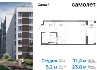 Квартира на продажу студия, 23.8 м2, Санкт-Петербург, метро Проспект Ветеранов, жилой комплекс Сандэй, 7.2