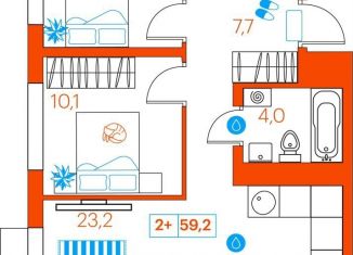 Продаю 2-комнатную квартиру, 59.2 м2, Тюмень, улица Ветеранов Труда, 36/1