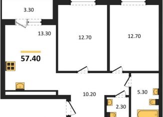 Продается двухкомнатная квартира, 57.4 м2, Новосибирск, Тайгинская улица, с3