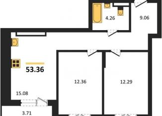 Продаю 2-ком. квартиру, 53.4 м2, Новосибирск, метро Золотая Нива