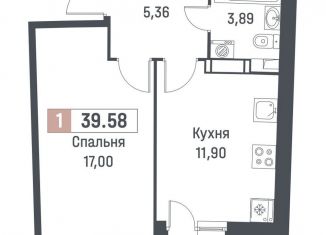 Продам 1-ком. квартиру, 38.2 м2, Мурино