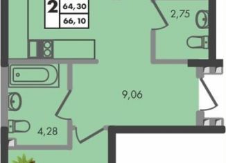 Продаю 2-комнатную квартиру, 66.1 м2, Краснодар, Прикубанский округ, улица имени Генерала Брусилова, 5лит1.2