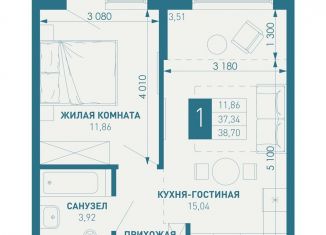 Продается 1-ком. квартира, 38.7 м2, Краснодарский край