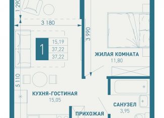 Продаю однокомнатную квартиру, 37.2 м2, Краснодарский край