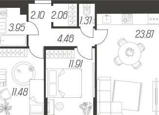 Продается 2-комнатная квартира, 61.2 м2, Тула