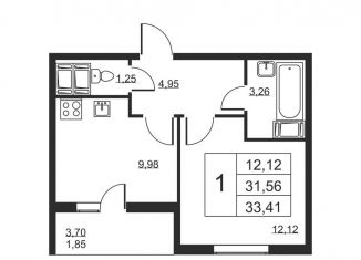 Продажа однокомнатной квартиры, 33.4 м2, Ленинградская область